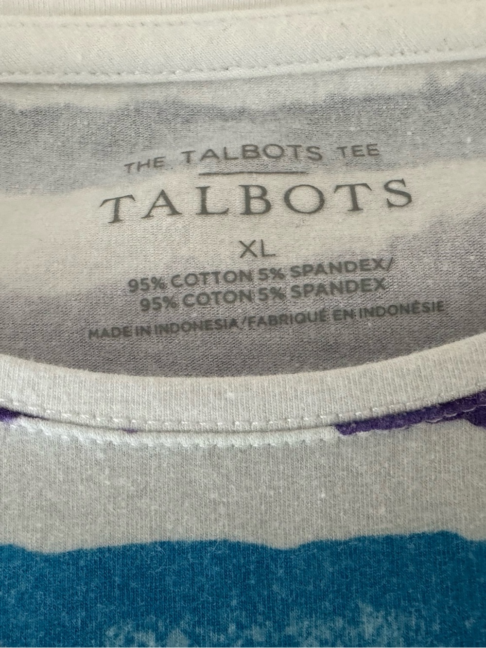 The Talbots Tee Blue Striped Short Sleeve Tee Shirt Sz XL EUC - Picture 3 of 4